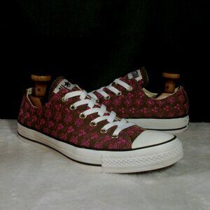 CONVERSE CTAS PINK STITCH FLOWERS OX BROWN CANVAS SNEAKER M8 W10 1U495 FREE SHIP